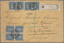 Chile: 1895: CHILE COVER SENT DURING THE OCCUPATION OF PERU TO SENEGAL. Rouletted 5c. Ultramarine, 8 - Chile