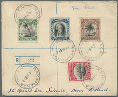 Cook-Inseln: 1932, Registered Letter To England With 1, 1 1/2 And 3 D Tied By "RAKAHANGA 4 JA 32" An - Cook Islands