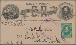 Costa Rica: 1883, Stationery Card 2 C Uprated 1 C Green Sent From "SAN JOSE 16.3.87" To New York Wit - Costa Rica