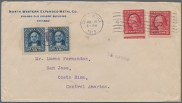 Costa Rica: 1913, USA 2x 2 C Carmine On Envelope Sent From "CHICAGO JUL 12 1913" Sent Via New Orlean - Costa Rica