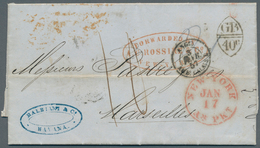 Cuba: 1857. Stampless Envelope Written From Havana Dated '7 Jan 1857' Addressed To France With Oval - Other & Unclassified