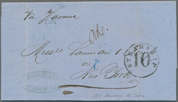 Cuba: 1864, Folded Letter From Santiago Forwarded By "Brooks, Douglas & Co., Havanna" With Clear Str - Otros & Sin Clasificación