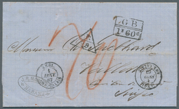 Cuba: 1867. Stampless Envelope From 'J.R, Marouette, Habana' Addressed To Switzerland, Routed Via Lo - Other & Unclassified