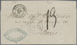 Curacao: 1874. Stamp-less Envelope Written From Maracaibo Dated '14th June .1874' Addressed To Franc - Curaçao, Antille Olandesi, Aruba