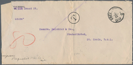 Dänisch-Westindien: 1910, Incoming Ship Consignee Mail "S/S Korona" With Manuscript "Consignees Paqu - Dinamarca (Antillas)