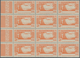 Elfenbeinküste: 1940, Airmail Issue 6.90fr. Orange WITHOUT COUNTRY NAME In A Block Of 12 From Left M - Costa De Marfil (1960-...)