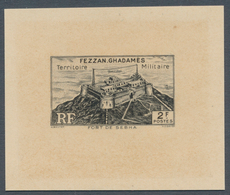 Fezzan: 1946, 2fr. Definitive Stamp "Sebha Fort", Die Proof In Black Colour. Rare And Attractive! (M - Covers & Documents
