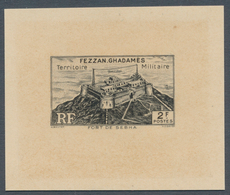 Fezzan: 1946, 2fr. Definitive Stamp "Sebha Fort", Die Proof In Black Colour. Rare And Attractive! (M - Lettres & Documents