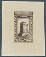 Fezzan: 1949, 1fr. Definitive Stamp "Djerma", Die Proof In Brown Colour (surface Rub At Lower Left A - Lettres & Documents