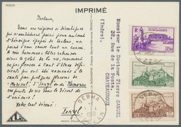 Fezzan: 1950, 1fr. Brown, 1.50fr. Green And 2.50fr. Violet, Attractive Franking On Ppc With Comprehe - Storia Postale