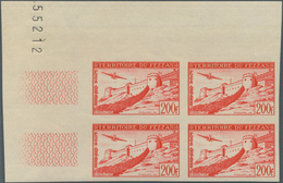 Fezzan: 1951, Imperf Air Mail Set Of Two Values In Corner Margin Blocks Of Four With Imprint, Mint N - Briefe U. Dokumente