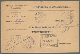 Französisch-Kongo: 1912. Stampless 'Avis D'Emission De Mandat-Poste Local' Envelope Headed 'Afrique - Autres & Non Classés