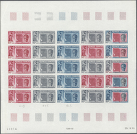Französisch-Polynesien: 1970, 50fr. UNESCO, Imperforate Colour Proof Sheet Of 25 Stamps (20 Uni And - Other & Unclassified