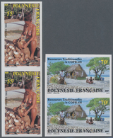 Französisch-Polynesien: 1989, Copra Production 55 Fr. Und 70 Fr. Imperforated, Two Vertical Pairs, M - Autres & Non Classés