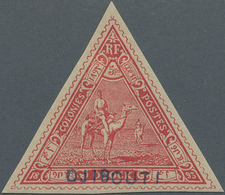 Französische Somaliküste: 1894, 5 Fr. Red Camel Rider (triangular Stamp) From Obok With Blue Hand-st - Nuovi