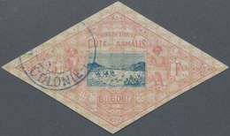 Französische Somaliküste: 1894, Caravan Street Djibouti-Harar 25fr. Blue/rose Fine Used With Part Bl - Nuevos