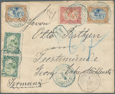 Französische Somaliküste: 1903, Registered Letter Franked With 5 C (2) One Stamp Scratched, 15 C. (2 - Unused Stamps