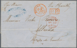 Gambia: 1860. Stampless Envelope (archive Folds) Written From Bordeaux Addressed To 'Albreda, Rivier - Gambia (1965-...)