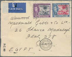 Gambia: 1942. Air Mail Envelope Addressed To Egypt Bearing Gambia SG 156, 1s Violet And Grey And SG - Gambie (1965-...)