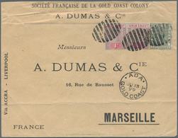 Goldküste: 1899. Envelope Addressed To France Bearing SG 11, ½d Green And SG 27, 1d Mauve And Carmin - Gold Coast (...-1957)