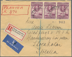 Goldküste: 1948. Registered Air Mail Envelope Addressed To Sweden Bearing SG 126, 6d Purple (strip O - Gold Coast (...-1957)