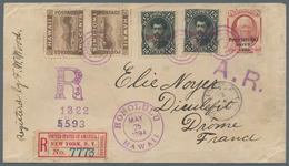 Hawaii: 1894. Registered, Advice Of Receipt Envelope Addressed To France Bearing Scott 62, 12c Black - Hawai