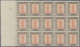 Italienisch-Libyen: 1921. Diana Of Ephesus 15c In A Margin Block Of 15 (3 Times 5). The Upper 10 Sta - Libye