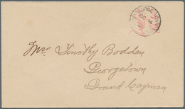 Kaiman-Inseln / Cayman Islands: MANUSCRIPT PROVISIONALS: 1908 (16.10.), Local Cover With Red Ms. End - Cayman (Isole)