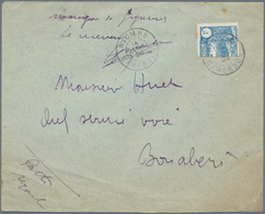 Kamerun: 1929 BISECTED 1 FRANC Cancelled By "NYOMBÉ 14. JANV. 29" Cds On Cover To Bonaberi. Manuscri - Cameroon (1960-...)