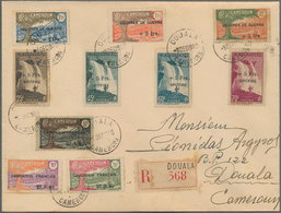 Kamerun: 1940, War Fund Ovp. "+ 5 Frs. SPITFIRE", Complete Set In Combination With Six Other Overpri - Cameroon (1960-...)