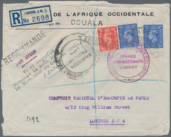 Kamerun: 1943. Registered Air Mail Envelope (opening Faultsheaded 'Banque De L'Afrique Occidentale / - Cameroon (1960-...)