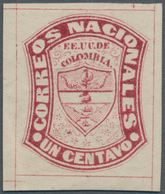 Kolumbien: 1870, 1. C Red, Proof With Four Margin Lines. - Colombia