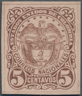 Kolumbien: 1883, 5 C. Arms Inscript "ESTADOS UNIDOS", Proof On Carton Paper. - Colombia