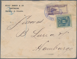 Kolumbien: 1904, Registration Stamp 10 C Violett Imperforated And Avis-stamp 1902, 10 C Blue On Gree - Colombia