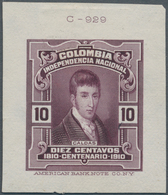 Kolumbien: 1910, Centenary 1810-1910, 10 C. Caldas, Proof With "American Bank Note Co. N.Y." Imprint - Colombia