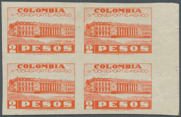 Kolumbien: 1943, Country Scenes Aimail Issue Part Set Of Eight Values In IMPERFORATE Blocks/4 Incl. - Colombia