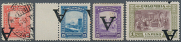 Kolumbien: 1950, Country Scenes Airmail Issue Four Different Values With INVERTED Opt. 'A' (Avianca) - Colombia