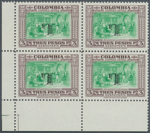Kolumbien: 1951, Country Scenes Airmail Issue 3p. Chocoalte/green With INVERTED Opt. 'L' (Lansa) Blo - Kolumbien