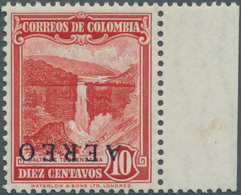 Kolumbien: 1953, Tequendama-Waterfalls 10 C Red With Blue INVERTED IMPRINT "AERO" Mint Lightly Hinge - Colombia