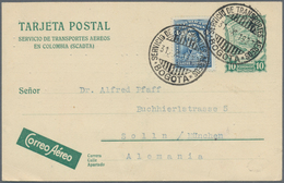 Kolumbien - Ganzsachen: 1927, 10 Cent. Stationery Card Uprated With 4 Centavos From BOGOTA * SERVICI - Kolumbien