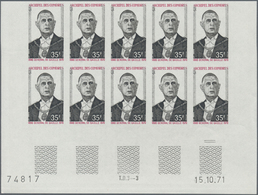 Komoren: 1971, One Year Death Of Charles De Gaulle Set Of Two In IMPERFORATE Blocks Of Ten From Lowe - Komoren (1975-...)