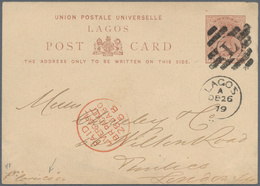 Lagos: 1879, Stationery Card 1 1/2 D. Tied By Barr Cancel "L" And Cds "LAGOS A DE 26 79" Sent To Lon - Nigeria (...-1960)