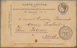 Madagaskar: 1895, Stampless Lettercard (Carte-Lettre) 'CORPS EXPEDITIONNAIRE DE MADAGASCAR' With All - Altri & Non Classificati