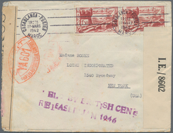 Marokko: 1942, INTERCEPTED MAIL, 1,50 F Red-brown, Horizontal Pair On Cover From CASABLANCA, 27.MARS - Nuovi