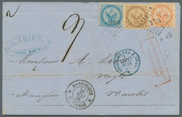 Martinique: 1868. Envelope Addressed To France Bearing French General Colonies Yvert 3, 10c Bistre, - Autres & Non Classés