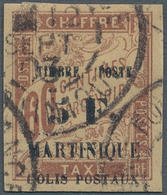 Martinique - Paketmarken: 1903, 5 Fr. On 60 C. Brown With Additional Overprint "TIMBRE POSTE - 5 FR - Otros & Sin Clasificación