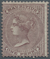 Mauritius: 1860, QV 1d. Purple-brown Without Watermark, Mint Hinged And Signed Roig/Barcelona, SG. £ - Mauritius (...-1967)