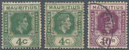 Mauritius: 1938 King George VI 4c Green Mint Plus A Fine Used Copy Showing The ‘open C’ (SG No 254a) - Mauritius (...-1967)