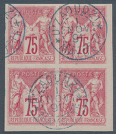 Mayotte: 1876, 75c. Carmine On Pale Rose, Marginal Block Of Four From The Lower Right Corner Of The - Other & Unclassified