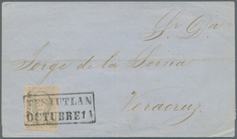 Mexiko: 1858/1861, Two Letters, One With "FRANQUEADO COLIMA" Oval, Respectively "TESIUTLAN / OCTUBRE - Messico